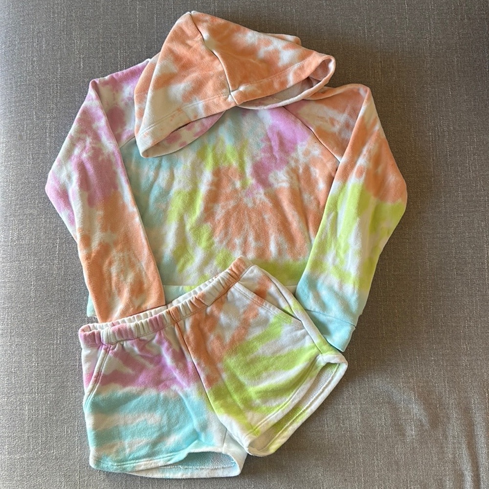 More Than Magic Girls Tie Dye Hoodie and Shorts Set